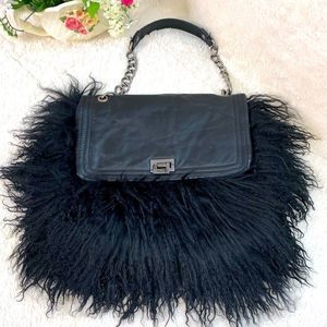 Unique Shabby Chic Rare Fiona Kotur Muses Black Shag Purse